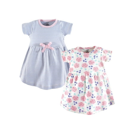 UPC: 0660168662719 | Touched by Nature Baby and Toddler Girl Organic Cotton Short-Sleeve Dresses 2pk Pink Rose 3-6 Months