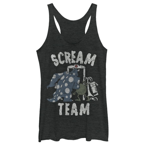 Women's Monsters Inc Scream Team Racerback Tank Top Black Heather X Large