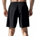 thumbnail image 3 of hotojiny Men's Linen Shorts Casual Knee Length Beach Shorts Classic Side Button Summer Bermuda Shorts with Drawstring, 3 of 6