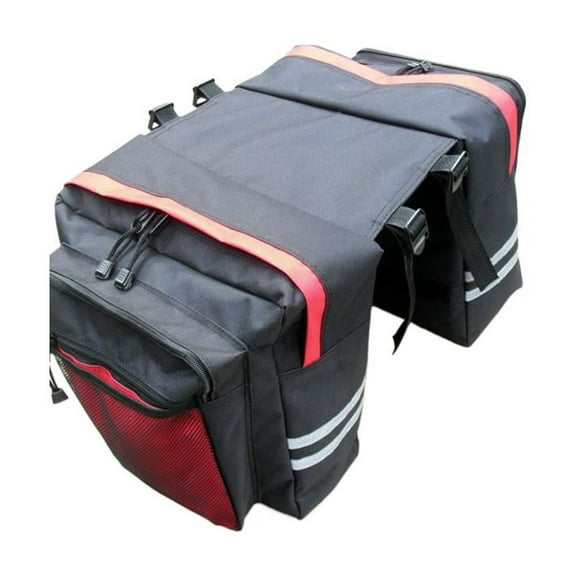 1Pcs Red Mountain Bike Pannier Bag, Waterproof Oxford Cloth Bicycle Rear Bag with Reflective Strips & Multi-Pockets