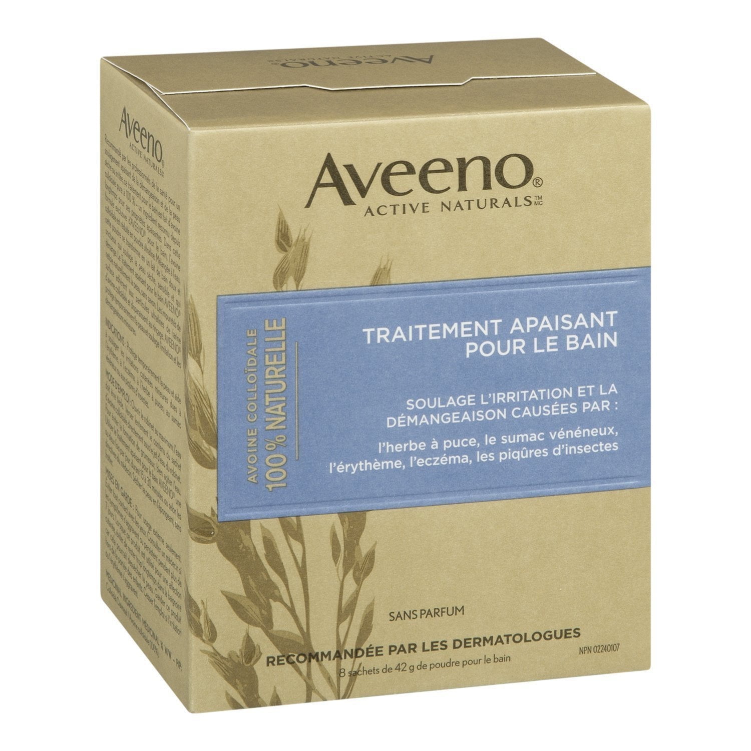 Aveeno Active Naturals Soothing Bath Treatment Packets, Fragrance Free, 1.5 oz, 8 Ct (1 Pack)