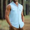 thumbnail image 6 of Big & Tall Men's Sleeveless Button Down Shirts Summer Beach Vacation Casual Regular Fit Shirt with Chest Pockets, Father's Day Gift, 6 of 7