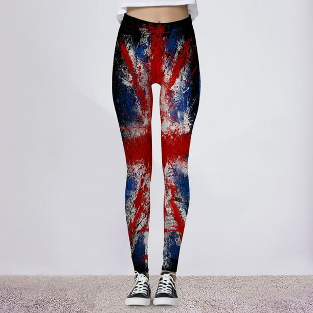 MKLEKYY Leggings deportivos con efecto tie-dye para mujer, pantalones de yoga, para el Día de la Independencia 2084