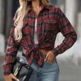 thumbnail image 4 of Towmus Womens Button Down Flannel Shirts Plus Size Fashion Long Sleeve Plaid Shackets Business Casual Blouse Tops, 4 of 8
