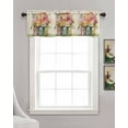 thumbnail image 3 of Easter Floral Linen Curtain Valance for Bedroom/Bathroom/Kitchen/Office/Living/Dining Room Windows,Farmhouse Vase Flower Green Buffalo Plaid Pocket Topper Drapes Decorative Cafe Drapery Panel 42x18, 3 of 6