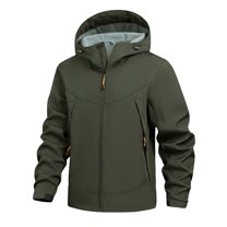Betivan Men Winter Casual Solid Hooded Outdoor Jacket, Zipper Long Sleeve Windproof Cycling Coat for Outdoor Activities