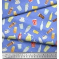 thumbnail image 2 of Soimoi Blue Cotton Voile Fabric Soft Drink & Glass Kitchen Print Fabric by Yard 56 Inch Wide, 2 of 3