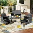 thumbnail image 4 of Costway 6PCS Patio Furniture Set Outdoor Sectional Conversation PE Rattan Sofa Set Black, 4 of 10