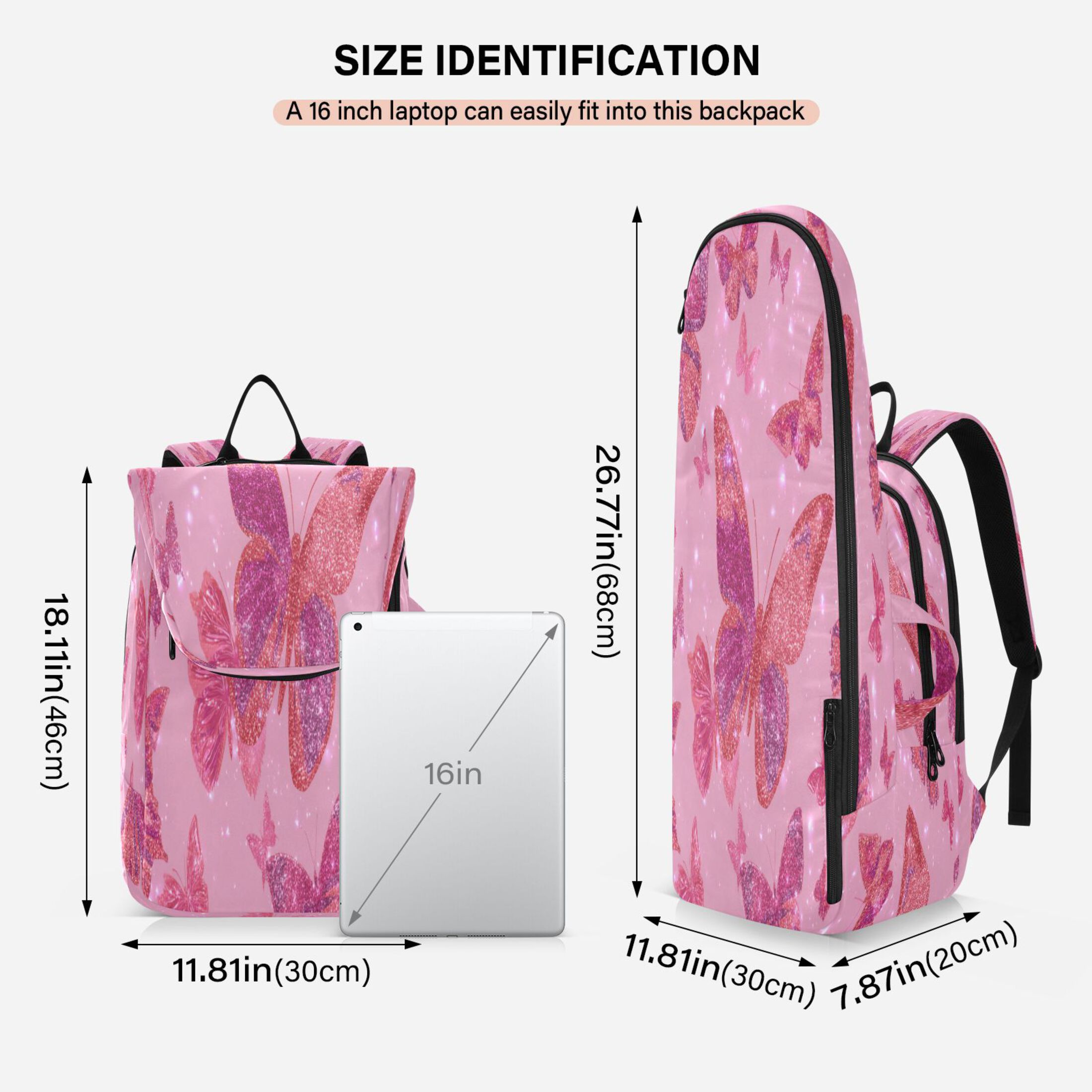 2 Racquet Holder Tennis Backpack Tennis Racket Covers Gym Bags Glittering Sequin Butterfly