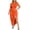 Orange, variant on Women Plus Size Ruched Midi Dress Asymmetrical Off Shoulder Sleeveless Elegant Cocktail Party Evening Fitted Bodycon Dress with Slit, Black XXL