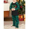 thumbnail image 3 of Elippeo Family Matching Christmas Pajamas, Letter  Elf Boot Print Long-Sleeved Round Neck Tops + Plaid Pattern Trousers Sleepwear, 3 of 10