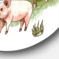 thumbnail image 3 of Designart - Farm House With Goose Chicken Cow Pig and Haystack - Rustic Metal Circle Wall Art, 3 of 5