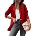 thumbnail image 1 of Chaqueta de traje Color sólido Slim Fit Mangas largas Casual Mujer Chaqueta de oficina para otoño Primavera Rojo S, 1 of 4