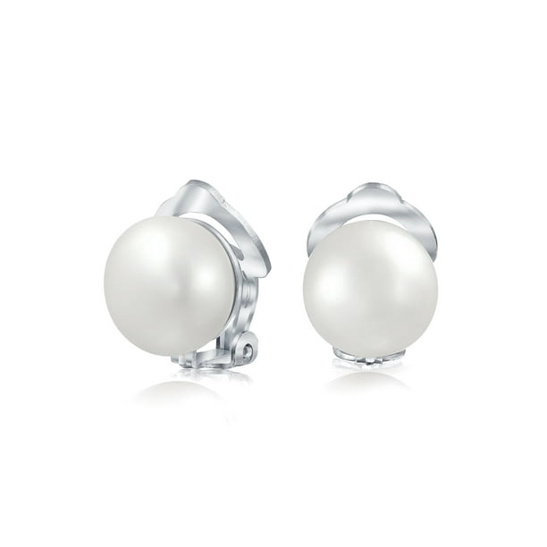 Bling Jewelry - White Freshwater Cultured Pearl Clip On Ball Stud ...
