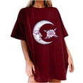 thumbnail image 2 of Pntutb Blusa de manga corta informal con estampado de sol y luna vintage para mujer Pntutb Pntutb-3491, 2 of 8