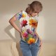 thumbnail image 3 of Balery Colorful Wildflower Meadow Body de cuello redondo de manga corta para mujer Tops de manga corta Tops básicos-Medium, 3 of 7