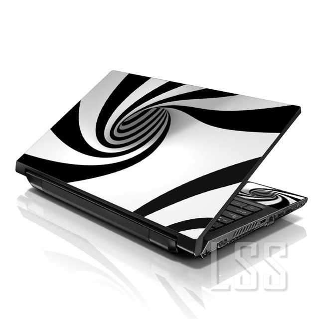 LSS Laptop Skin Sticker With 2 Wrist Pads Fits 17" To 19" Tornado Swirl Pattern