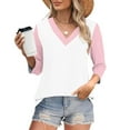 thumbnail image 2 of Womens Workout Tops V Neck Color Block Baseball Tunics Tee 3/4 Sleeve Fashion Comfy Cotton Basic Raglan T Shirts, 2 of 7