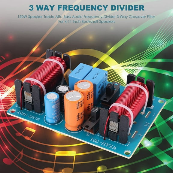 150W Speaker Treble Alto Bass Audio Frequency Divider 3 Way Crossover Filter for 4-11 Inch Bookshelf Speakers