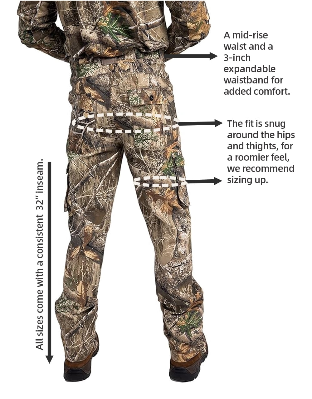 Realtree Men’s 6-Pocket Cargo Camo Hunting Pants , Regular Fit, Straight Leg, Camo Pants for Outdoor, Hiking Wear | S-4X