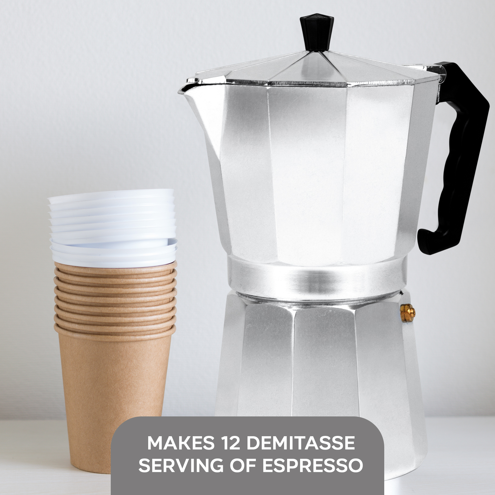 12 Cup Aluminum Espresso Maker - 6 Units
