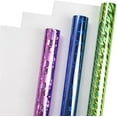 thumbnail image 2 of EP Birthday Holographic Wrapping Paper - Mini Roll - Blue Star/Green Sripe/Pink Dot for Gift Wrap, Art Craft - 17 x 120 inches - 3 Rolls (42.5 sq.ft.ttl.), 2 of 14