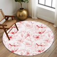 thumbnail image 2 of Round Rug 5Ft Washable Non-Slip, Pink Flower Circle Area Rugs for Living Room Bedroom, Watercolor Floral Botanical Line Drawing Print Indoor Floor Mats Carpet Runner for Home Decor Aesthetic, 2 of 8