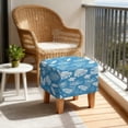 thumbnail image 4 of SCRAWLGOD Tropical Leaf Print White Blue Ottoman Slipcover Square Stretch Ottoman Covers for Folding Storage Stool Soft Foot Stool Cover with Elastic Bottom for Home Decor, 4 of 7
