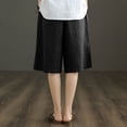 thumbnail image 3 of Linen Bermuda Shorts for Women Elastic Waisted Knee Length Baggy Casual Summer High Waist Wide Leg Beach Resort Pant Black 4XL, 3 of 3
