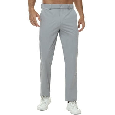 Tyhengta Mens Golf Pants Stretch Work Dress Pants 30"/32" Quick Dry Lightweight Casual Comfy Trousers with Pockets Lightgray 32Wx32L