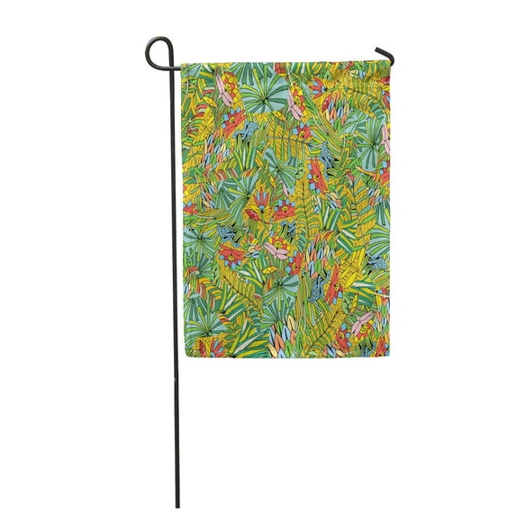 SIDONKU Mood Tropical Plant Pattern Jungle Aloha Blossom Garden Flag Decorative Flag House Banner 12x18 inch