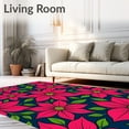 thumbnail image 2 of ODIKA 2'x3' Machine Washable Non-Slip Area Rug, Elegant Poinsettia Blossom with Botanical Winter Flourishes High Traffic Rug with Pad, Pink, 611495, 2 of 8