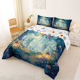 thumbnail image 2 of Manfei Cute Floral Ghost Queen Comforter Set 3 Pieces, Sunflower Butterfly Halloween Comforter Sets Queen, Blue Green Yellow,Reversible,1 Comforter and 2 Pillowcases, 2 of 6