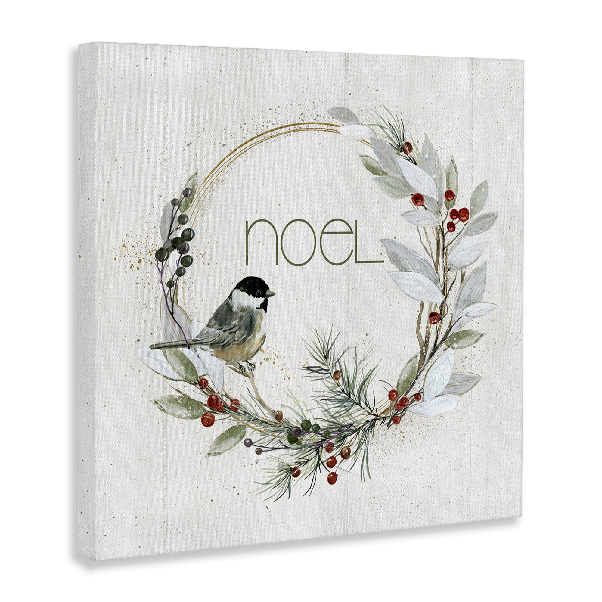 Stupell Industries Simple Noel Wreath Holiday Painting Gallery Wrapped Canvas Art Prints Wall Art, 36 x 36