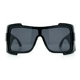 thumbnail image 3 of Super Loud Showy XL Oversized Thick Temple Wrap Shield Plastic Sunglasses [All Black], 3 of 8