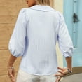 thumbnail image 5 of Viluyesy V-Neck T-Shirt for Womens 3/4 Sleeves Shirt Tops Relaxed Stripe Loose Blouse Light Blue Size M, 5 of 8