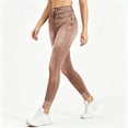 thumbnail image 2 of Pants Women, Women's Pants High Waisted Stretchy Jeans, Slim Fit Cuffed Hem Skinny Cropped Denim Pants with Pockets for Casual Daily Brown L, 2 of 7