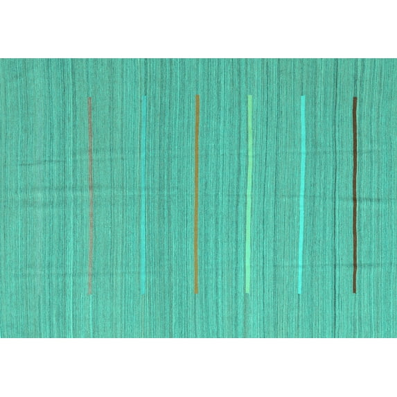 Ahgly Company Indoor Rectangle Abstract Turquoise Blue Contemporary Area Rugs, 5' x 7'
