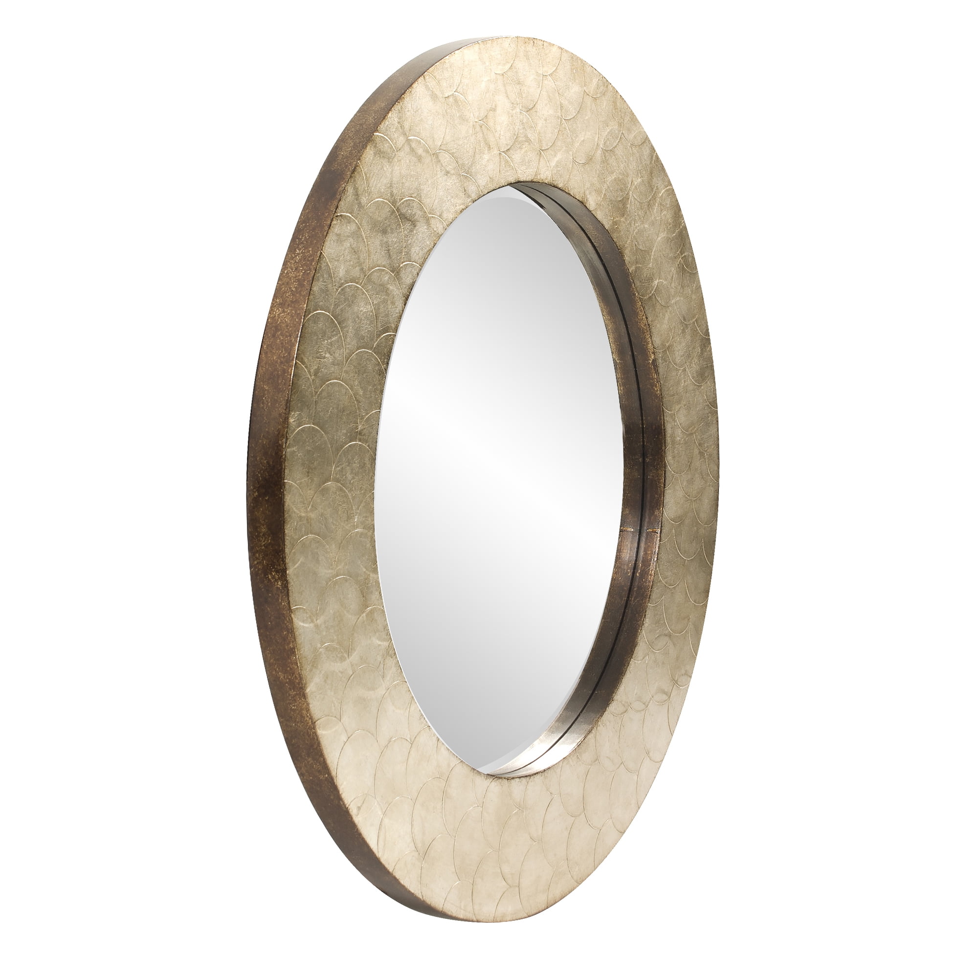 Tyler Dillon Round Wood Framed Textured Metal Wall Mirror - 36"D