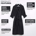 thumbnail image 3 of BNM Waffle Weave Cotton Unisex Adult Bath Robe, Black, Medium, 3 of 9