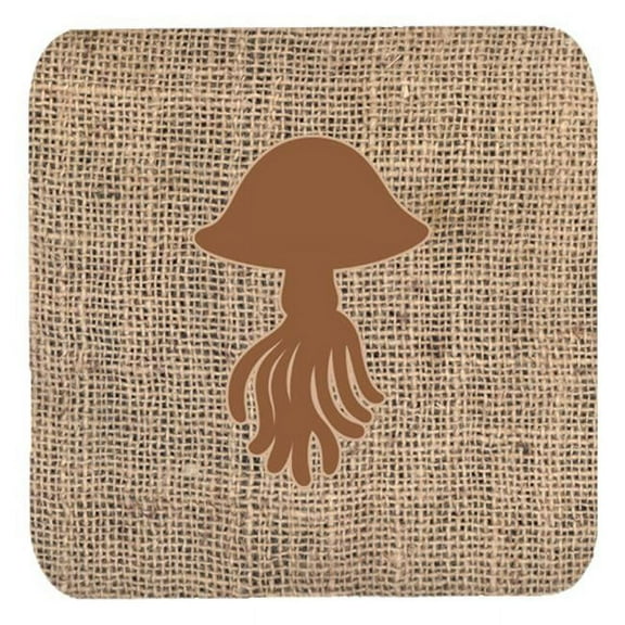 Jellyfish Burlap and Brown Foam Coasters, Set - 4