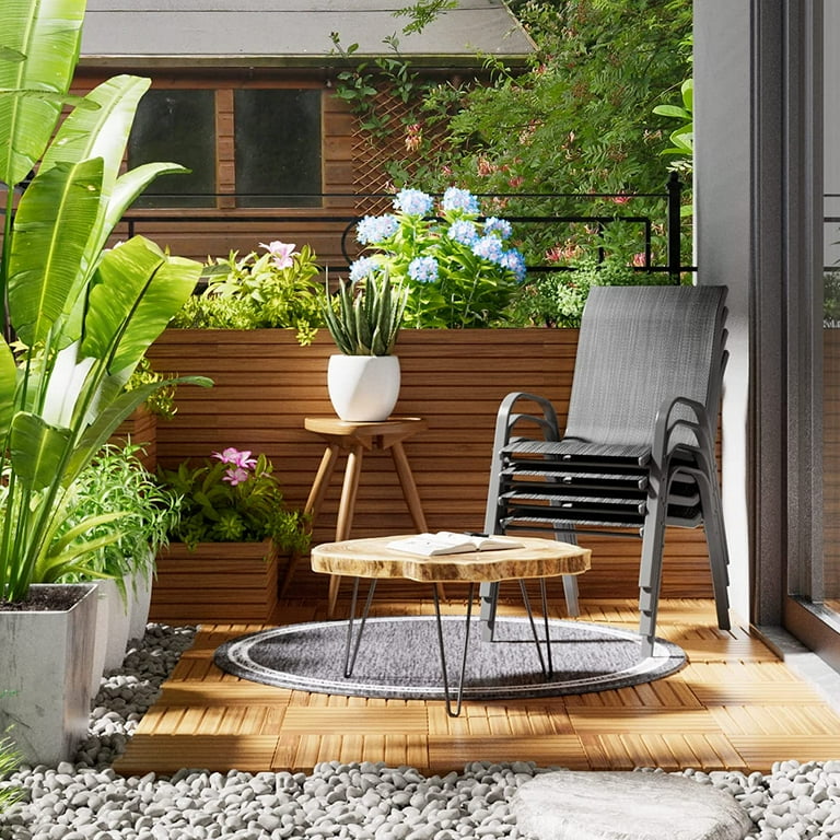 Outdoor 4 Pieces Patio Swivel Bar Stools, All-Weather Textilene, Brown