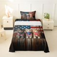 thumbnail image 2 of Manfei Rustic Kitten Twin Sheets, Patriotic US Flag Bedding, Brown, 3-Piece, 1 Flat Sheet, 1 Fitted Sheet and 1 Pillowcase, 2 of 6