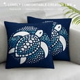 thumbnail image 3 of COMIO Sea Turtle Pillow Covers Beach Ocean Themed Decorative Pillow Cases Nautical Coastal Pillowcase Navy Blue Square Cushion Covers for Bed Couch Sofa Living Room, 3 of 5