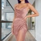 thumbnail image 3 of Vestido Sexy De Satén Dividido Vestido elegante Moda Sexy Split Satén Vestido Swing Collar Party Club (Rosa L) Kuymtek para Mujer Rosa T L, 3 of 6