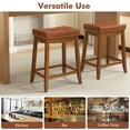 thumbnail image 5 of Costway Saddle Bar Stools Set of 4 with PU Leather Seat Solid Rubber Wood Frame Footrest, 5 of 8