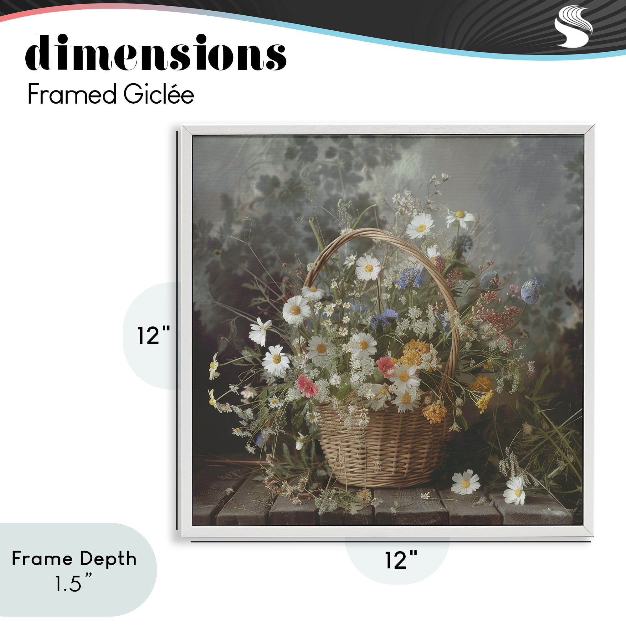 Stupell Industries Florals In A Basket Arrangement White Framed Giclee Art, design by Lazar Studio