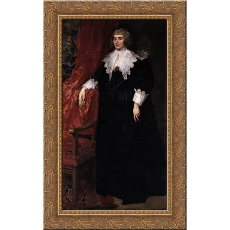 Portrait of Anna van Craesbecke 24x16 Gold Ornate Wood Framed Canvas Art by Anthony van Dyck