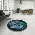 thumbnail image 3 of Ahgly Company Indoor Round Patterned Aquamarine Stone Green Area Rugs, 6' Round, 3 of 6