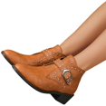 thumbnail image 5 of Willtoo Womens Chunky Heel Pointed Toe Short Boots Ankle Boots Buckle Strap Dress Shoes, 5 of 5